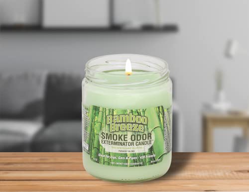 Smoke Odor Exterminator 13 oz Jar Candles Bamboo Breeze, (2)