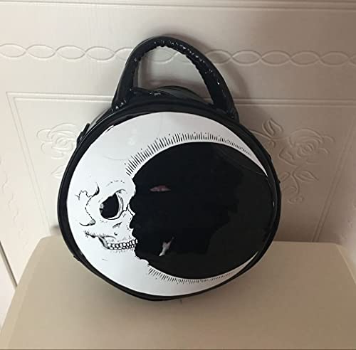 VECANCE Gothic Skull Crescent Moon Shoulder Bag - Steampunk Punk Harajuku Style PU Leather Messenger Bags Tote Handbag