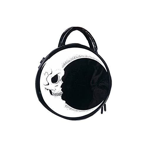 VECANCE Gothic Skull Crescent Moon Shoulder Bag - Steampunk Punk Harajuku Style PU Leather Messenger Bags Tote Handbag