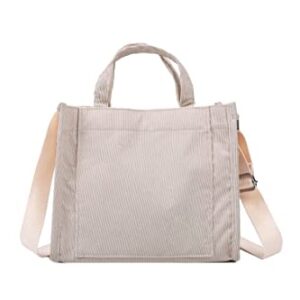 Danling&Unique Women/Girls Small Corduroy Pocket Tote Bag Mini Top Handle Bag Casual Shoulder Bag Handbag Crossbody Bag khaki