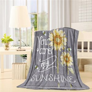 flannel fleece bed blanket 40 x 50 inch sunflowers throw blanket lightweight cozy plush blanket for bedroom living rooms sofa couch – you are my sunshine