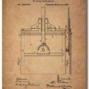 Architect Drafting Patent Prints - Set of 6 (8 inches x 10 inches) Drafting Wall Art Decor Photos