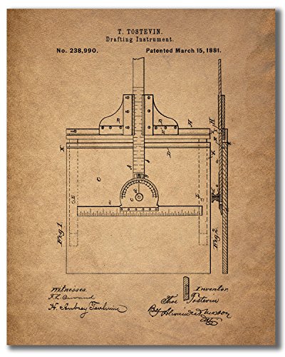 Architect Drafting Patent Prints - Set of 6 (8 inches x 10 inches) Drafting Wall Art Decor Photos