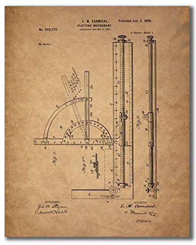 Architect Drafting Patent Prints - Set of 6 (8 inches x 10 inches) Drafting Wall Art Decor Photos