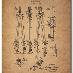 Architect Drafting Patent Prints - Set of 6 (8 inches x 10 inches) Drafting Wall Art Decor Photos