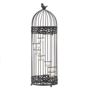 accent plus 57071808 birdcage spiral candle stand, black
