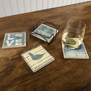 Primitives by Kathy 30899 Absorbent Stone Coaster Set, Beach