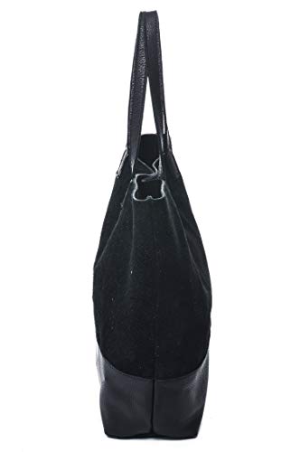 Carla Mancini 'Keira' Designer Tote Bag in Black and Metallic Black Italian Nappa Leather Made in America