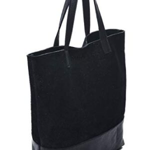 Carla Mancini 'Keira' Designer Tote Bag in Black and Metallic Black Italian Nappa Leather Made in America