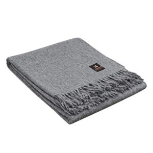 Superfine Alpaca Wool Throw Blanket - Lightweight Alpaca Merino Wool Throw Blankets for Using Indoors or Outdoors | Soft Peruvian Alpaca Blanket Wool Blanket Solid Color 72" x 60" (Soft Gray)