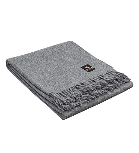 Superfine Alpaca Wool Throw Blanket - Lightweight Alpaca Merino Wool Throw Blankets for Using Indoors or Outdoors | Soft Peruvian Alpaca Blanket Wool Blanket Solid Color 72" x 60" (Soft Gray)