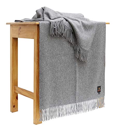 Superfine Alpaca Wool Throw Blanket - Lightweight Alpaca Merino Wool Throw Blankets for Using Indoors or Outdoors | Soft Peruvian Alpaca Blanket Wool Blanket Solid Color 72" x 60" (Soft Gray)