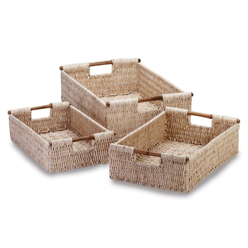 Gifts & Decor 57071696 Corn Husk Storage Basket Trio, Brown