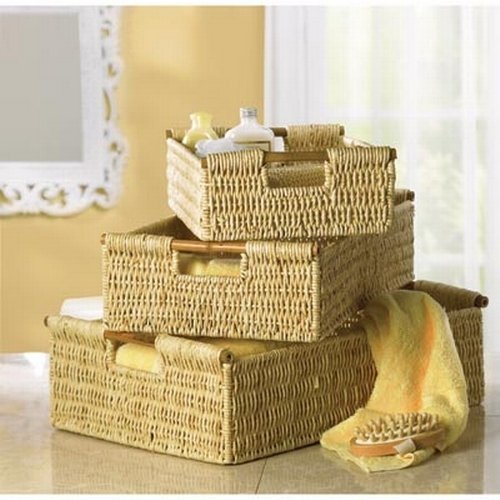 Gifts & Decor 57071696 Corn Husk Storage Basket Trio, Brown