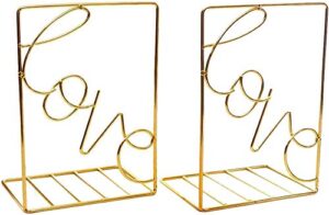 bookends gold , decorative metal book ends supports for shelves (1 pair) (gold)