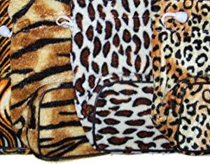 4 ASSORTED STYLES Plush Animal Skin Print Draw String Purse - Leopard / Tiger