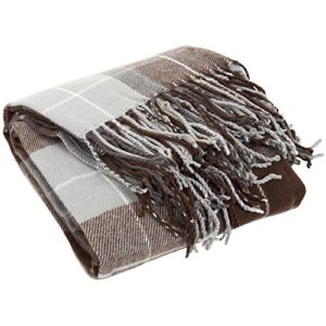 bedford home throw blanket – cashmere-like – plaid – brown