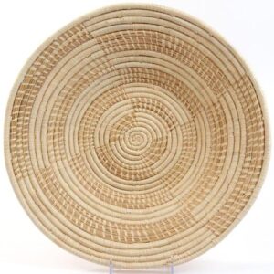 fair trade uganda african bukedo & raffia bowl #ur4616, 15-16″ across