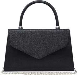 dasein women’s evening bags formal party clutches wedding purses cocktail prom handbags with frosted glittering (black)