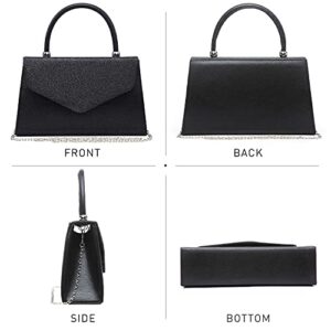 Dasein Women's Evening Bags Formal Party Clutches Wedding Purses Cocktail Prom Handbags with Frosted Glittering (Black)
