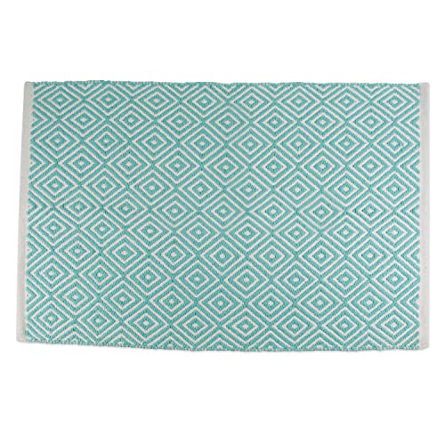 DII Woven Cotton Throw Rug, Area Rugs for Kitchen, Bedroom, Bathroom or Entry Way, Small Rug, 2x3, Diamond Aqua