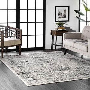 nuloom shaunte vintage speckled area rug, 4′ x 6′, silver