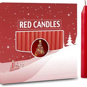 20pcs Candles for Christmas Tree - Angel Chime Decorations - Christmas Pyramids Carousel - 4 inch X 1/2 inch Diameter - 1.5 Hour Burn Time-RED