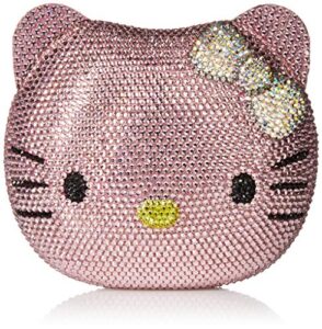3-d hello kitty cat crystal couture clutch special occasion holiday party evening bag pink