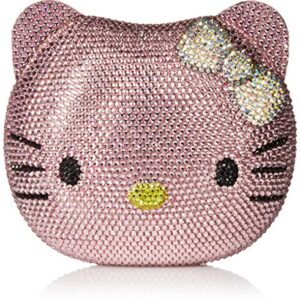 3-D Hello Kitty Cat Crystal Couture Clutch Special Occasion Holiday Party Evening Bag Pink