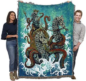 pure country weavers neptune skeleton blanket by david lozeau – gift fantasy tapestry throw woven from cotton – made in the usa (72×54)