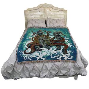 Pure Country Weavers Neptune Skeleton Blanket by David Lozeau - Gift Fantasy Tapestry Throw Woven from Cotton - Made in The USA (72x54)