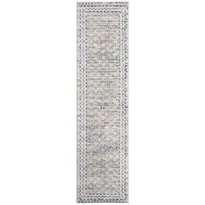 safavieh brentwood collection 2′ x 12′ light grey/blue bnt899g traditional oriental distressed non-shedding living room bedroom runner rug