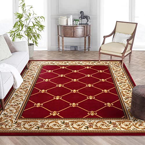 Well Woven Timeless Fleur De Lis Red Formal Area Rug 5'3" X 7'3"