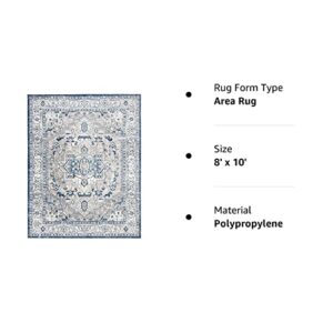 SAFAVIEH Brentwood Collection 8' x 10' Light Grey/Blue BNT851G Medallion Distressed Non-Shedding Living Room Bedroom Dining Home Office Area Rug