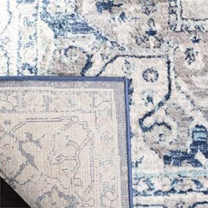 SAFAVIEH Brentwood Collection 8' x 10' Light Grey/Blue BNT851G Medallion Distressed Non-Shedding Living Room Bedroom Dining Home Office Area Rug