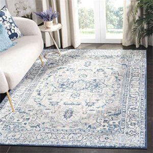 SAFAVIEH Brentwood Collection 8' x 10' Light Grey/Blue BNT851G Medallion Distressed Non-Shedding Living Room Bedroom Dining Home Office Area Rug