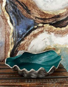deco 79 metal sea life shell serving bowl with enamel interior, 12″ x 9″ x 3″, silver