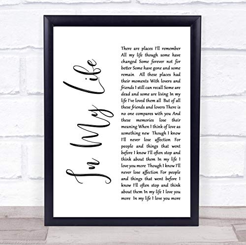 Life in My Life White Script Song Lyric Quote Print