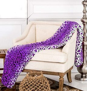 home must haves safari animal print all season extra soft warm cozy premium sofa couch throw bed blanket (queen, purple leopard)