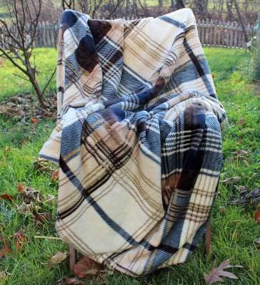 Tache Winter Cabin Blue Tan Farmhouse Super Soft Micro Fleece Tartan Plaid Plush Lightweight Dual-Sided Decorative Couch, Sofa, Travel, Lap, Bed Throw Blanket, 50x60