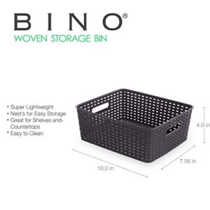 BINO Woven Plastic Storage Basket, Medium– 3 Pack (Grey)