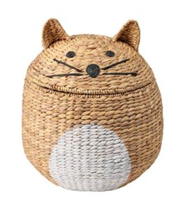 wind & weather woven cat-shaped storage basket with lid – 15.75 dia. x 15.75 h