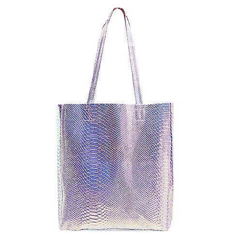 Goodbag Boutique Hologram Tote Bag Laser Snakeskin PU Shoulder Bag Large Capacity Fashion Holographic Handbag