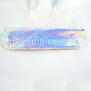 Goodbag Boutique Hologram Tote Bag Laser Snakeskin PU Shoulder Bag Large Capacity Fashion Holographic Handbag