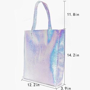 Goodbag Boutique Hologram Tote Bag Laser Snakeskin PU Shoulder Bag Large Capacity Fashion Holographic Handbag