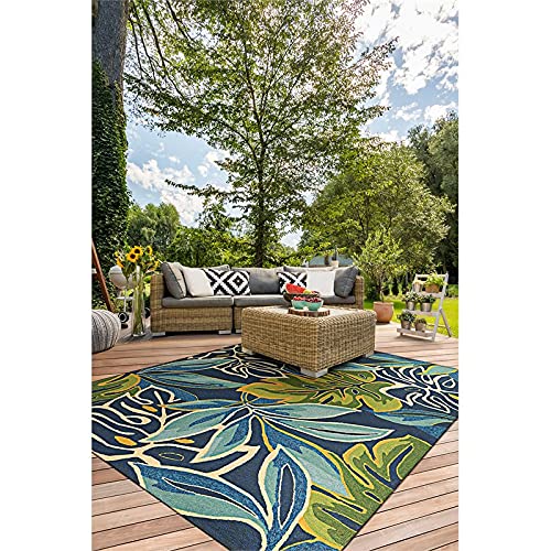 Couristan Covington Areca Palms Indoor/Outdoor Area Rug, 3'6" x 5'6", Azure Blue-Forest Green