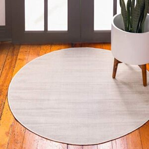unique loom williamsburg collection casual transitional solid vibrant area rug, 5′ 0″ x 5′ 0″, beige
