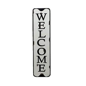 parisloft welcome carved metal wall sign for home decor.|rustic iron welcome decor for entryway 5.5×21.6”