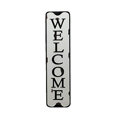 Parisloft Welcome Carved Metal Wall Sign for Home Decor.|Rustic Iron Welcome Decor for Entryway 5.5x21.6''