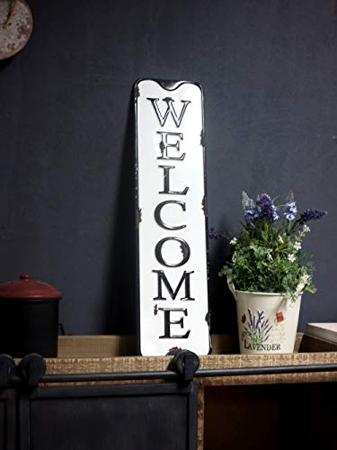 Parisloft Welcome Carved Metal Wall Sign for Home Decor.|Rustic Iron Welcome Decor for Entryway 5.5x21.6''